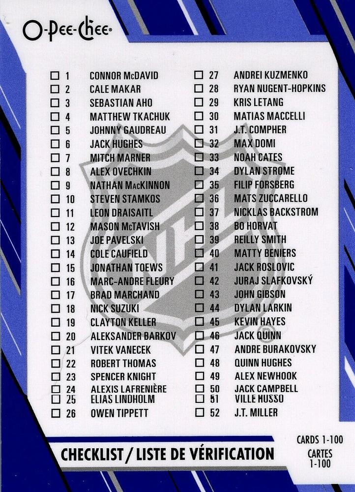 Checklist #100 Multi-Team | 2023-24 O-Pee-Chee Blue Border