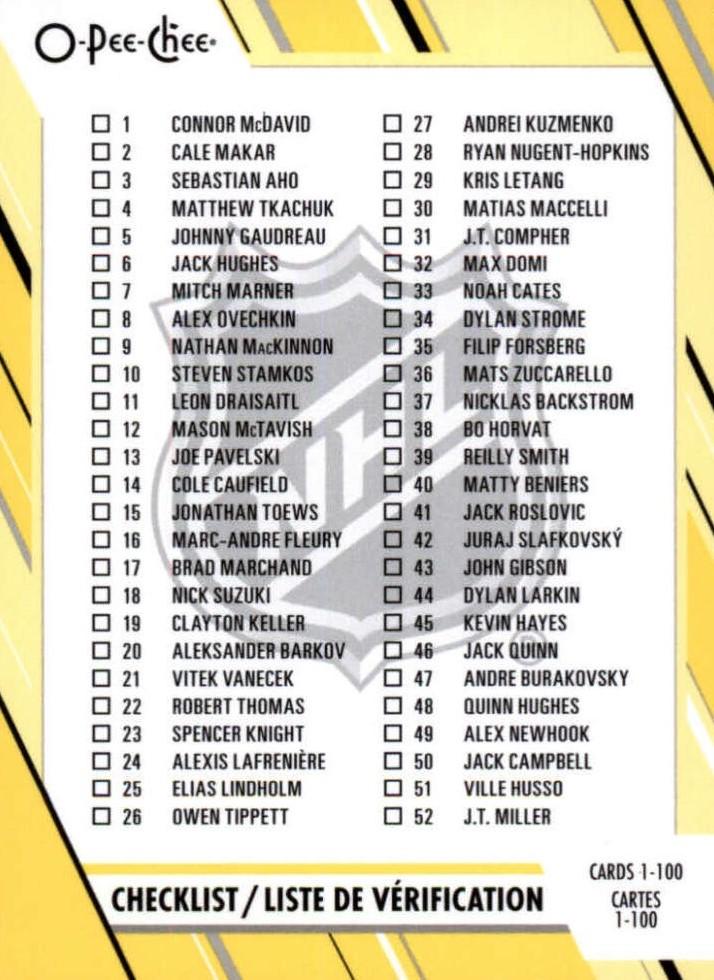 Checklist #100 Multi-Team | 2023-24 O-Pee-Chee Yellow Border