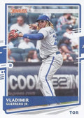 Vladimir Guerrero Jr. #102 Toronto Blue Jays (Fielding in road uniform, old Donruss logo on back) | 2020 Donruss