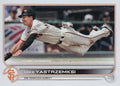 Mike Yastrzemski #103 San Francisco Giants (Head-first slide; UER: Last name misspelled Yastrzemksi) | 2022 Topps