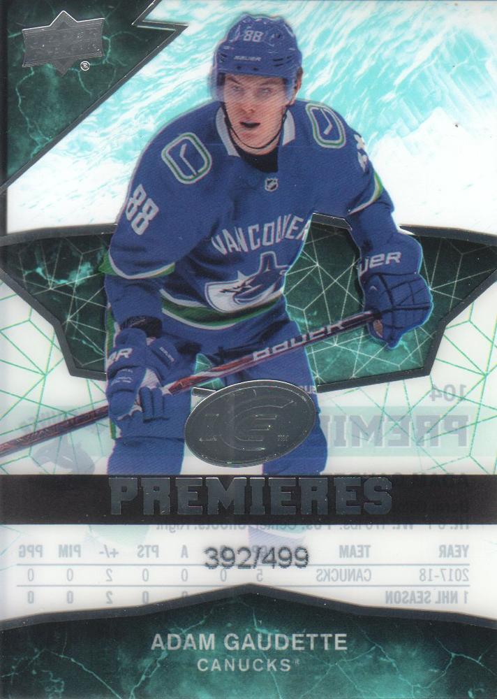 Adam Gaudette #104 Vancouver Canucks | 2018-19 Upper Deck Ice
