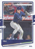 Christian Yelich #110 Milwaukee Brewers ("Yeli" on front, old Donruss logo on back) | 2020 Donruss