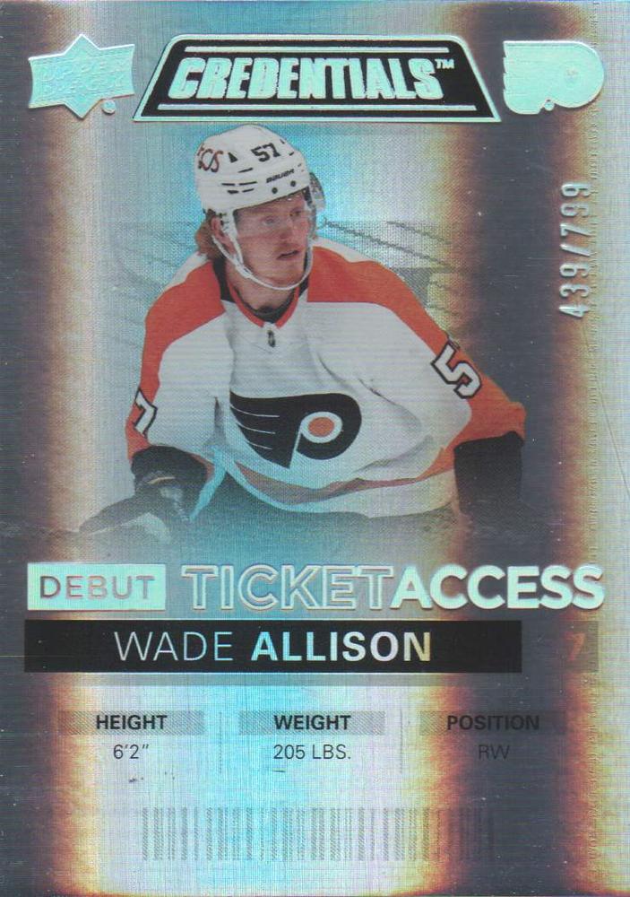 Wade Allison #111 Philadelphia Flyers | 2021-22 Upper Deck Credentials