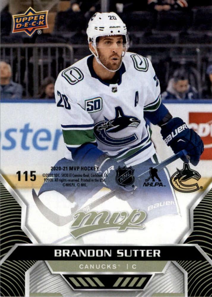 Brandon Sutter #115 Vancouver Canucks | 2020-21 Upper Deck MVP Puzzle Backs