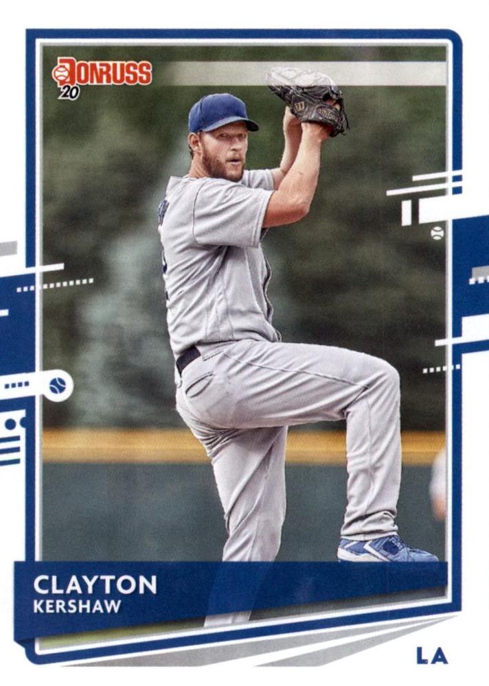 Clayton Kershaw #118 Los Angeles Dodgers (Shoe visible on front, "Chavez Ravine" and old Donruss logo on back) | 2020 Donruss