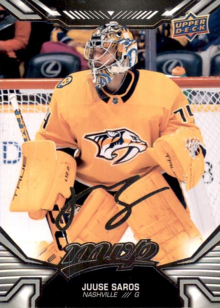 Juuse Saros #119 Nashville Predators | 2022-23 Upper Deck MVP Silver Script