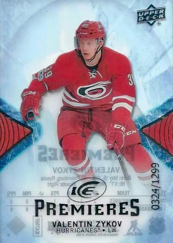 Valentin Zykov #124 Carolina Hurricanes | 2017-18 Upper Deck Ice