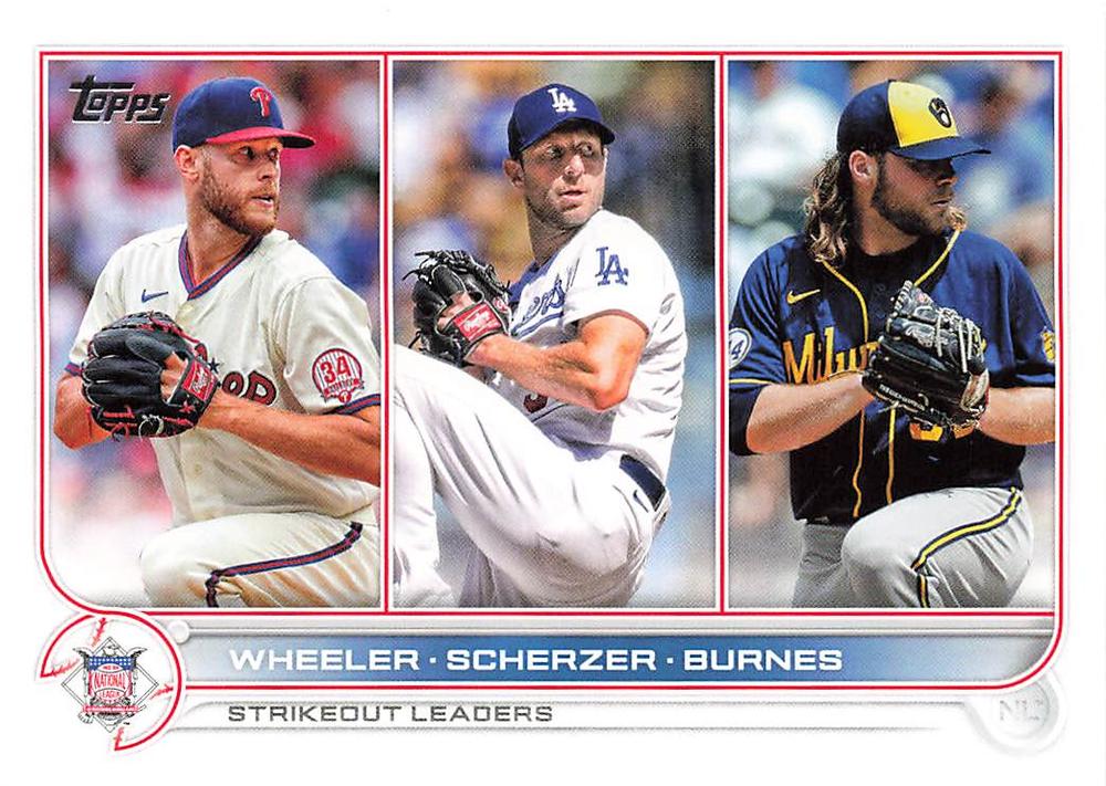 NL Strikeout Leaders (Zack Wheeler / Max Scherzer / Corbin Burnes) #127 Multi-Team | 2022 Topps
