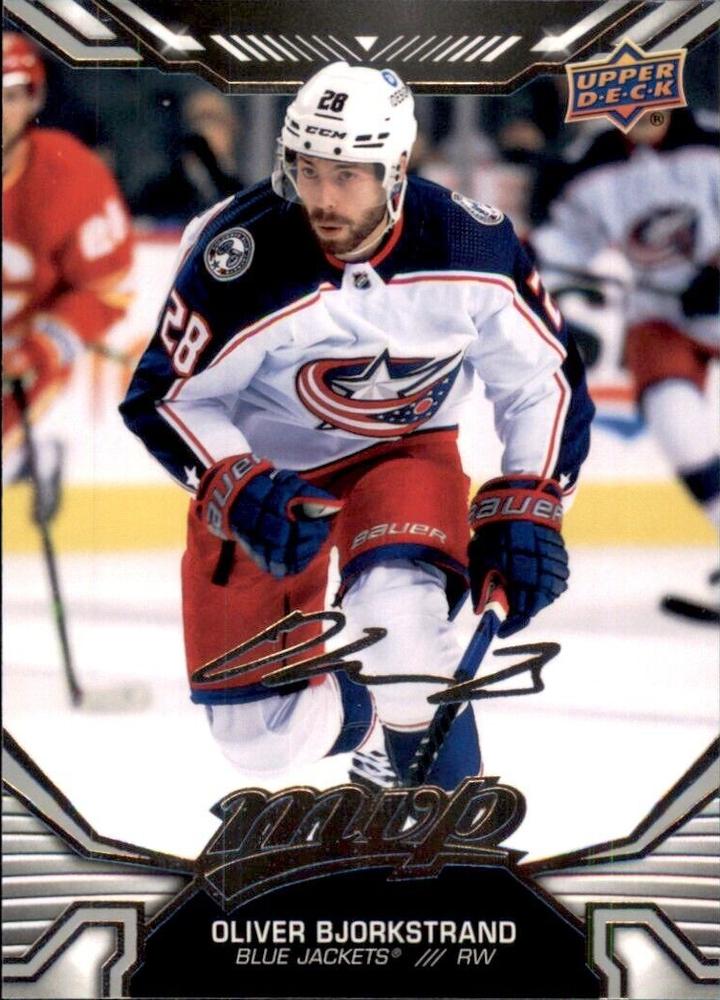 Oliver Bjorkstrand #128 Columbus Blue Jackets | 2022-23 Upper Deck MVP Silver Script
