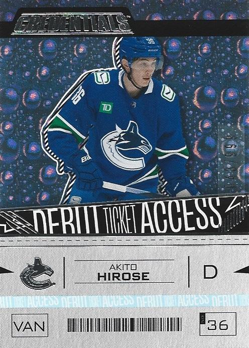 Akito Hirose #132 Vancouver Canucks | 2023-24 Upper Deck Credentials