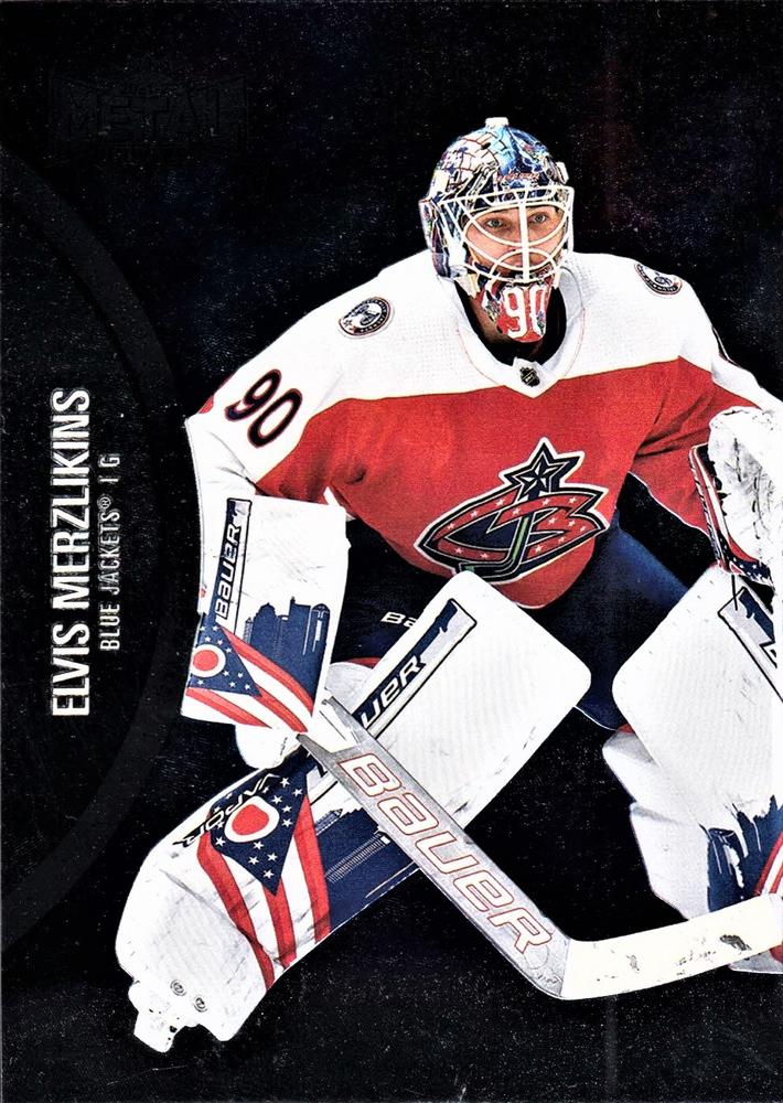 Elvis Merzlikins #133 Columbus Blue Jackets | 2021-22 SkyBox Metal Universe