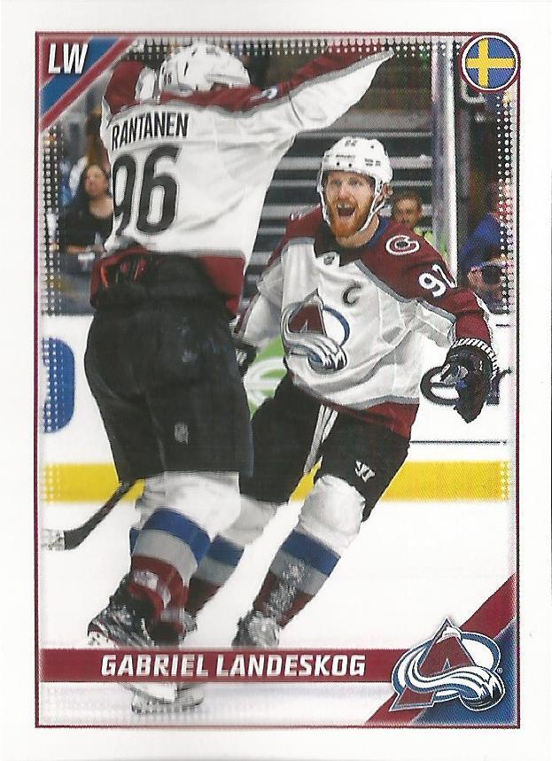 Gabriel Landeskog #134 (Celebrating with Mikko Rantanen) | 2019-20 Topps NHL Sticker Collection