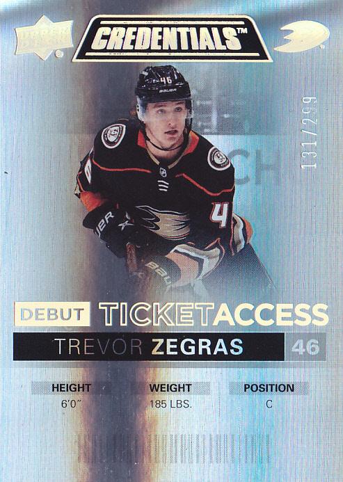 Trevor Zegras #147 Anaheim Ducks | 2021-22 Upper Deck Credentials