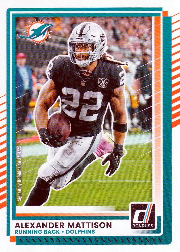 Alexander Mattison #162 Miami Dolphins | 2025 Donruss | NFL Football