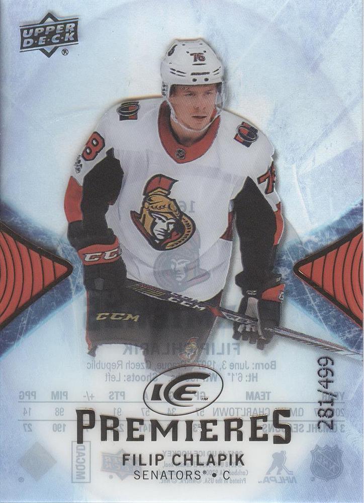Filip Chlapik #168 Ottawa Senators | 2017-18 Upper Deck Ice
