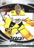 Juuse Saros #181 Nashville Predators | 2023-24 Upper Deck MVP Silver Script