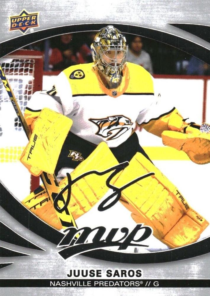 Juuse Saros #181 Nashville Predators | 2023-24 Upper Deck MVP Silver Script