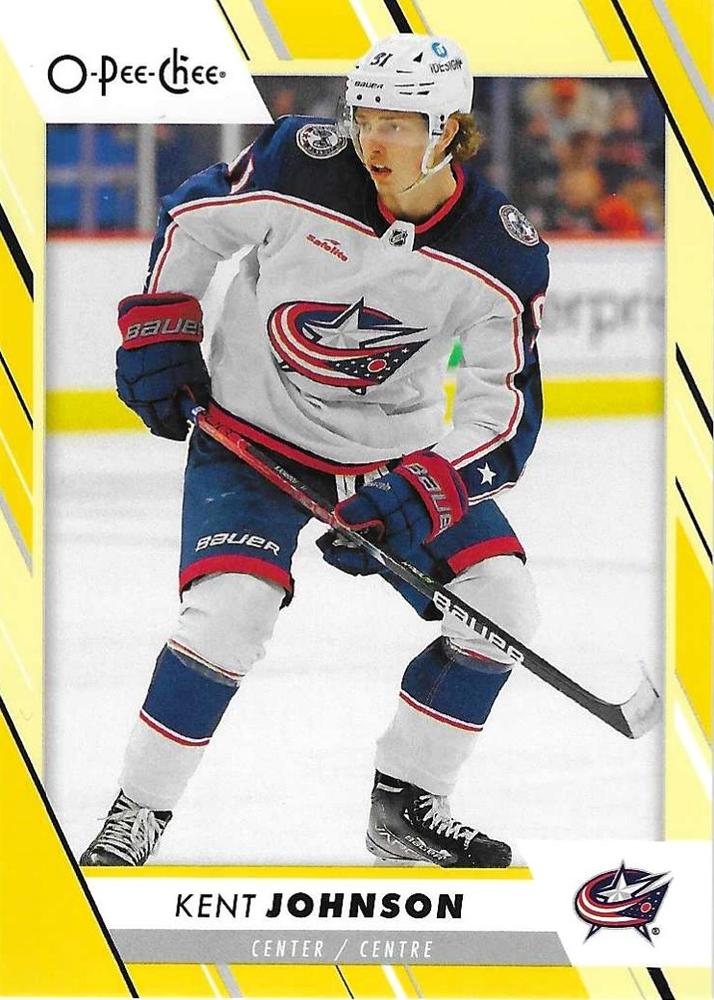 Kent Johnson #184 Columbus Blue Jackets | 2023-24 O-Pee-Chee Yellow Border