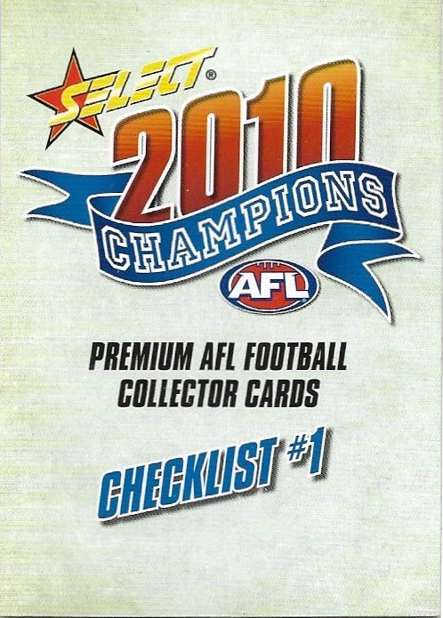 Checklist #1 #1 Multi-Team | 2010 Select AFL Champions