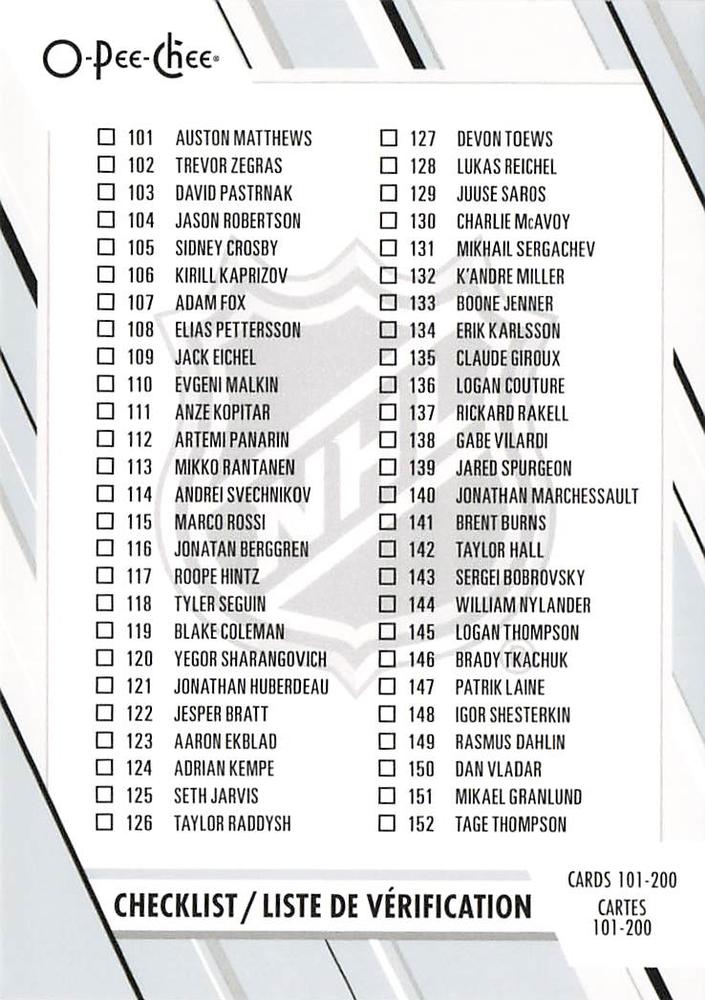 Checklist: 101 200 #200 Multi-Team | 2023-24 O-Pee-Chee Hockey