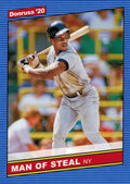 Rickey Henderson #219 New York Yankees ("Man of Steal" on front, black card number circle on back) | 2020 Donruss