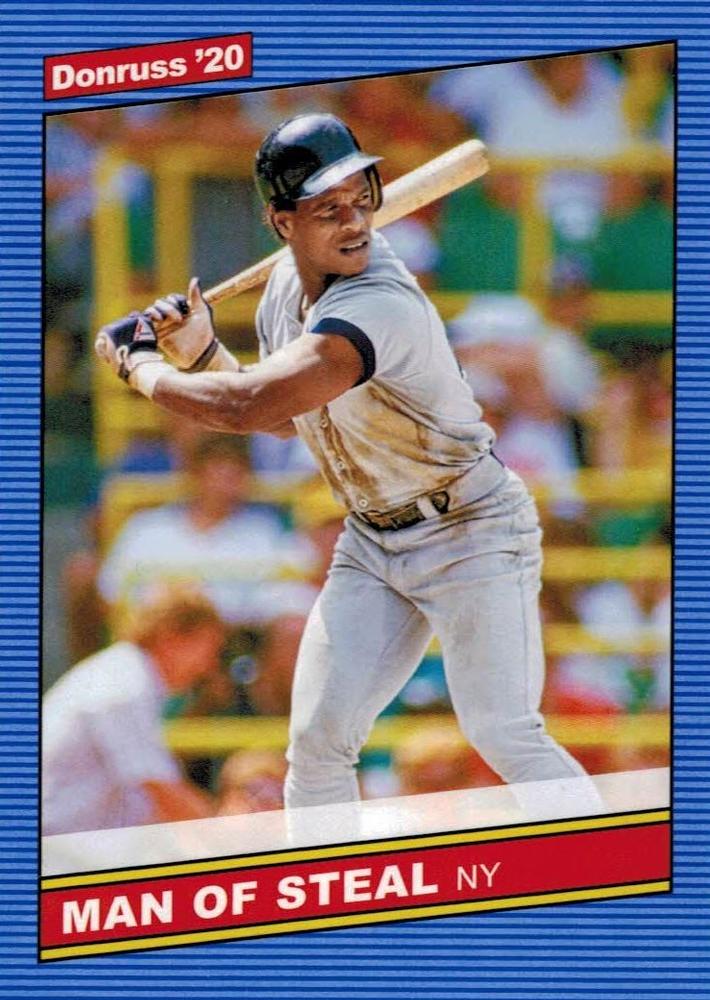 Rickey Henderson #219 New York Yankees ("Man of Steal" on front, black card number circle on back) | 2020 Donruss