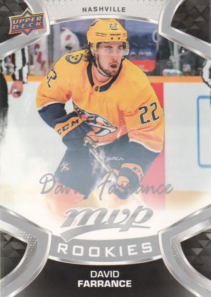 David Farrance Rookie #230 Nashville Predators | 2021-22 Upper Deck MVP Silver Script
