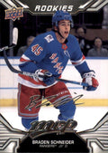 Braden Schneider Rookie #232 New York Rangers | 2022-23 Upper Deck MVP Silver Script