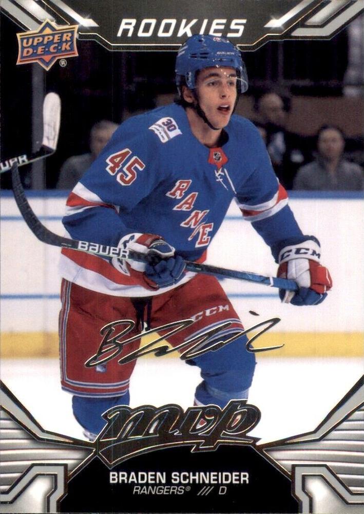 Braden Schneider Rookie #232 New York Rangers | 2022-23 Upper Deck MVP Silver Script