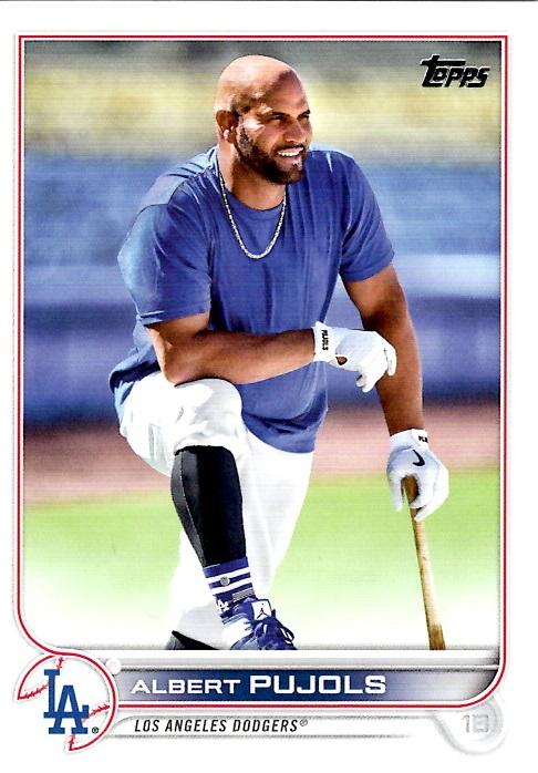 Albert Pujols #237 Los Angeles Dodgers (Kneeling, blue t-shirt) | 2022 Topps