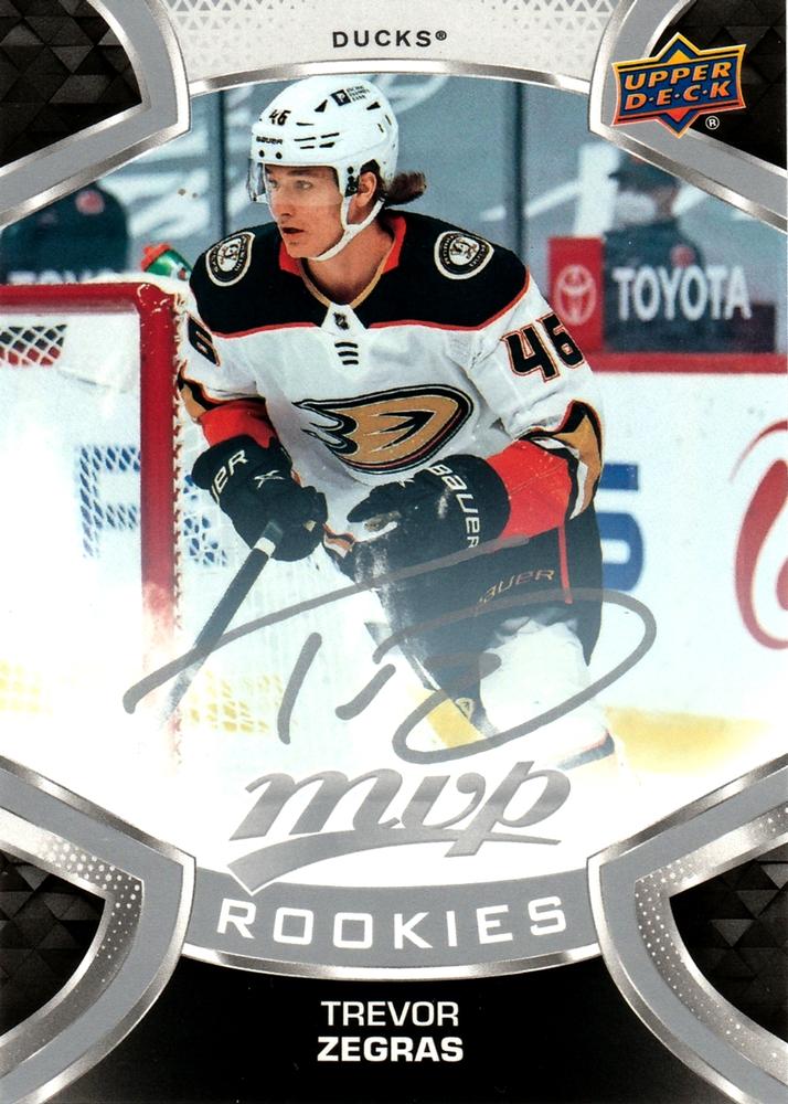 Trevor Zegras Rookie #249 Anaheim Ducks | 2021-22 Upper Deck MVP Silver Script