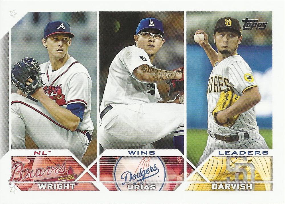 NL Wins Leaders (Kyle Wright / Julio Urías / Yu Darvish) #284 Multi-Team | 2023 Topps