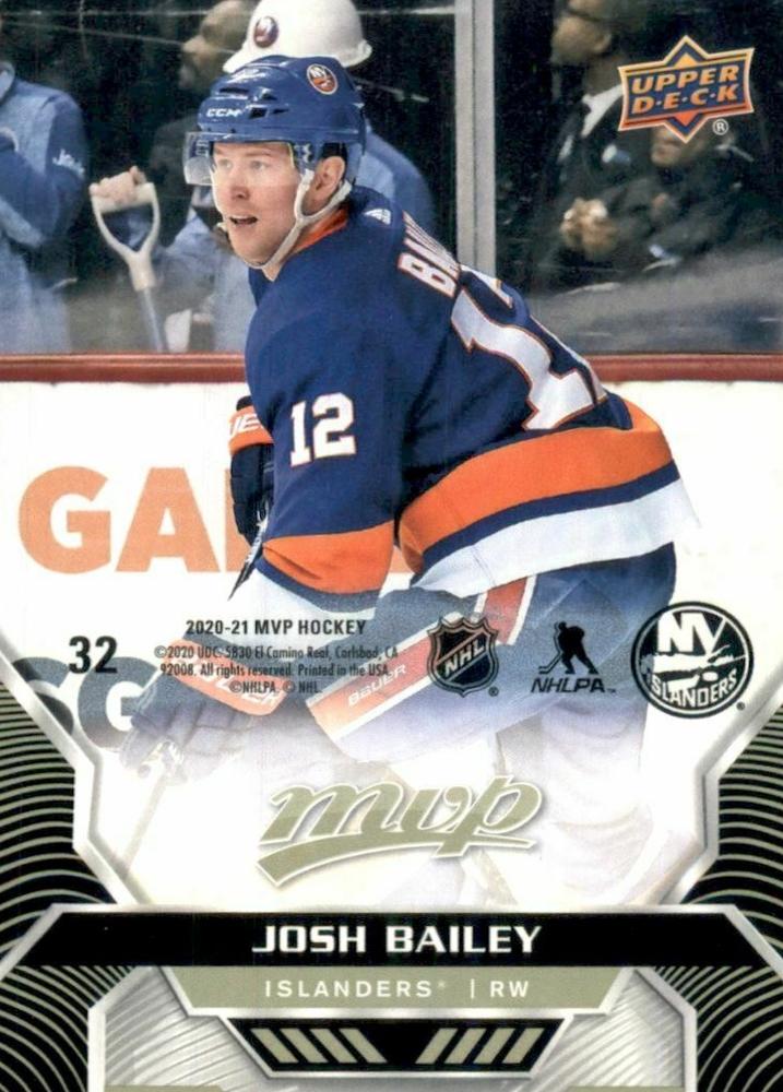Josh Bailey #32 New York Islanders | 2020-21 Upper Deck MVP Puzzle Backs