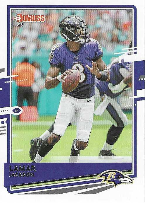 Lamar Jackson #33 Baltimore Ravens (Purple jersey) | 2020 Panini Donruss | NFL Football