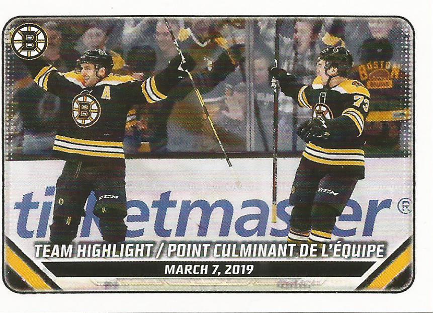 2018/19 Team Highlight #36 Boston Bruins | 2019-20 Topps NHL Sticker Collection