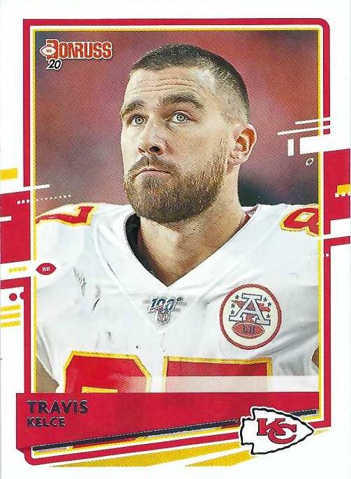 Travis Kelce #3 Kansas City Chiefs (White jersey, helmet off) | 2020 Panini Donruss | NFL Football