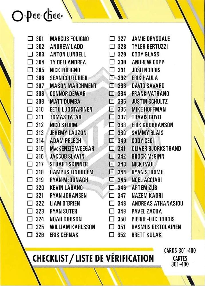 Checklist #400 Multi-Team | 2023-24 O-Pee-Chee Yellow Border