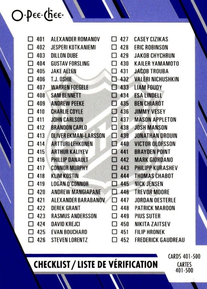 Checklist #500 Multi-Team | 2023-24 O-Pee-Chee Blue Border