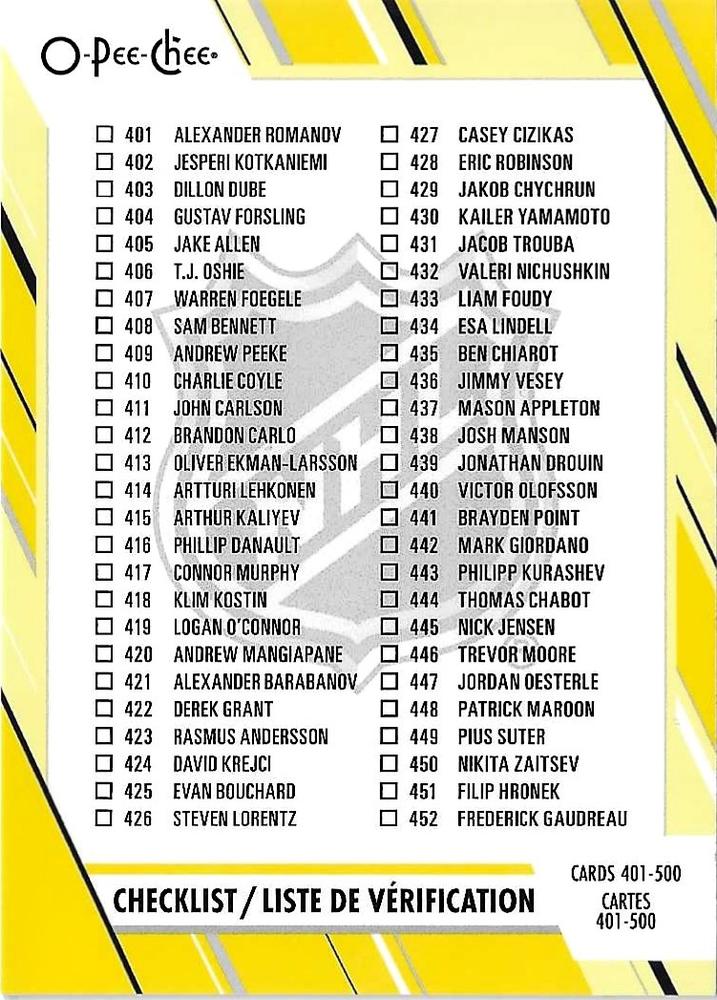 Checklist #500 Multi-Team | 2023-24 O-Pee-Chee Yellow Border