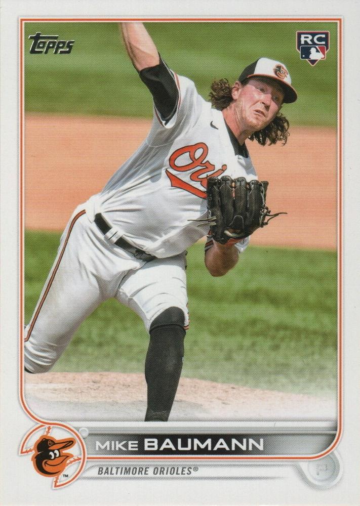 Mike Baumann #502 Baltimore Orioles (Factory set, white outline around RC logo) | 2022 Topps