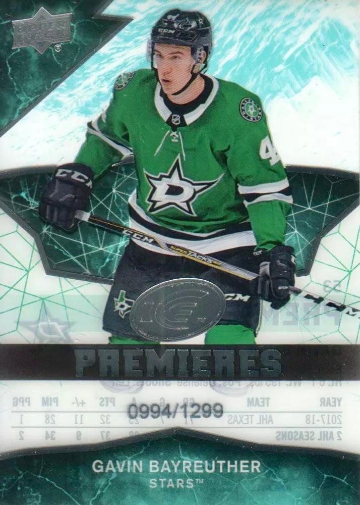 Gavin Bayreuther #53 Dallas Stars | 2018-19 Upper Deck Ice