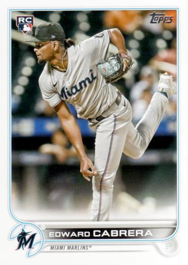 Edward Cabrera #566 Miami Marlins (Factory set, white outline around RC logo) | 2022 Topps