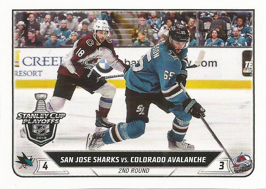 San Jose Sharks vs. Colorado Avalanche #591 | 2019-20 Topps NHL Sticker Collection