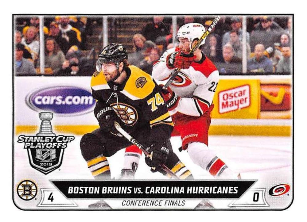 Boston Bruins vs. Carolina Hurricanes #593 | 2019-20 Topps NHL Sticker Collection