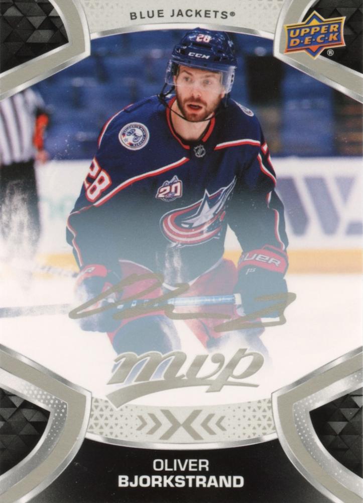 Oliver Bjorkstrand #64 Columbus Blue Jackets | 2021-22 Upper Deck MVP Silver Script