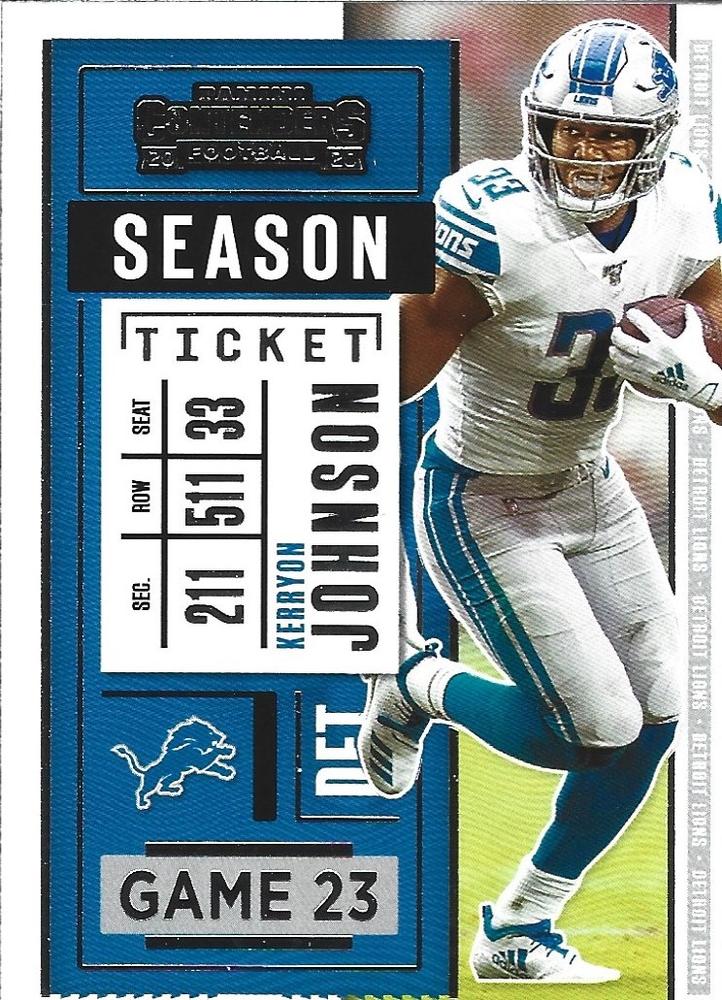 Kerryon Johnson #68 Detroit Lions | 2020 Panini Contenders |  | NFL Football