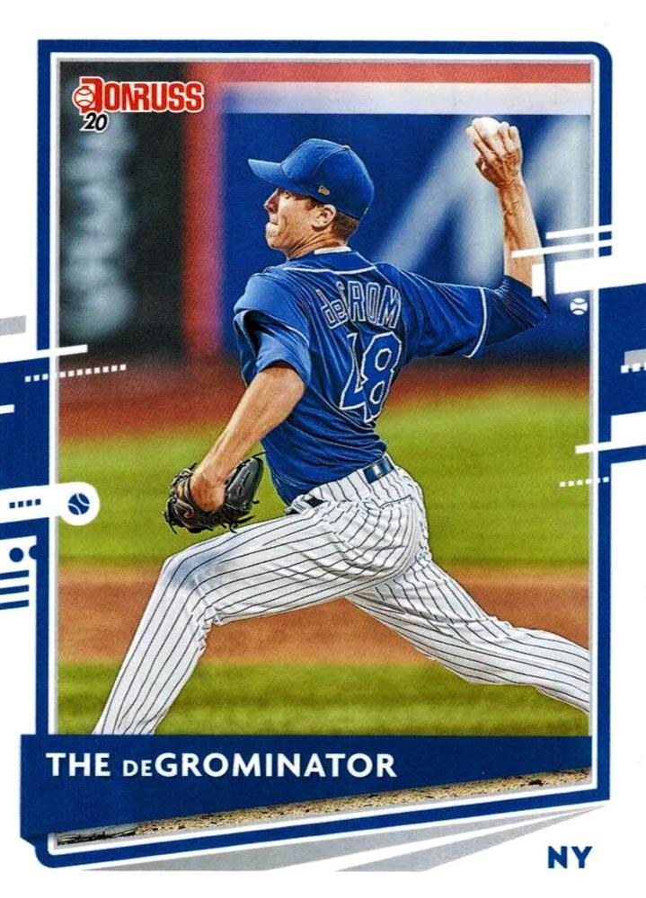 Jacob deGrom #71 New York Mets ("The deGrominator" on front, old Donruss logo on back) | 2020 Donruss