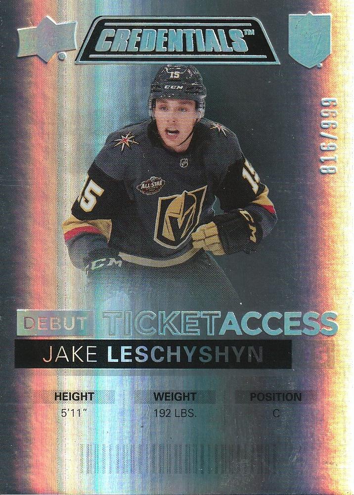 Jake Leschyshyn #71 Vegas Golden Knights | 2021-22 Upper Deck Credentials