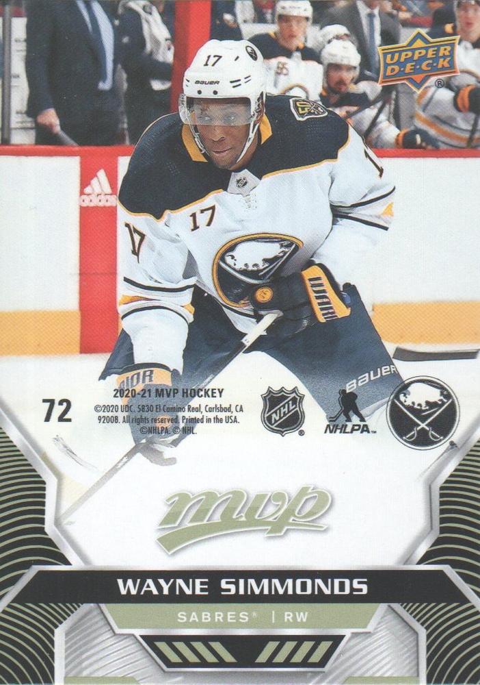 Wayne Simmonds #72 Buffalo Sabres | 2020-21 Upper Deck MVP Puzzle Backs