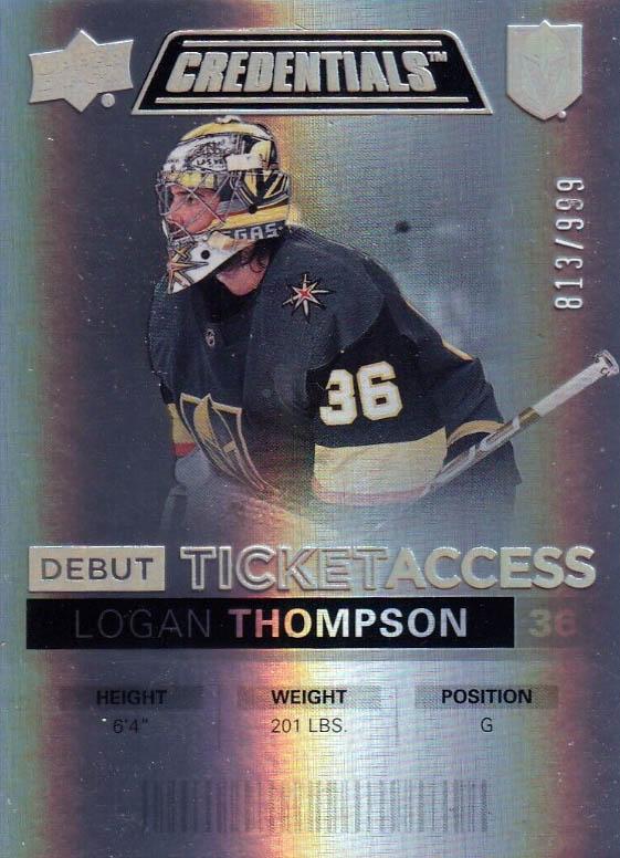 Logan Thompson #72 Vegas Golden Knights | 2021-22 Upper Deck Credentials